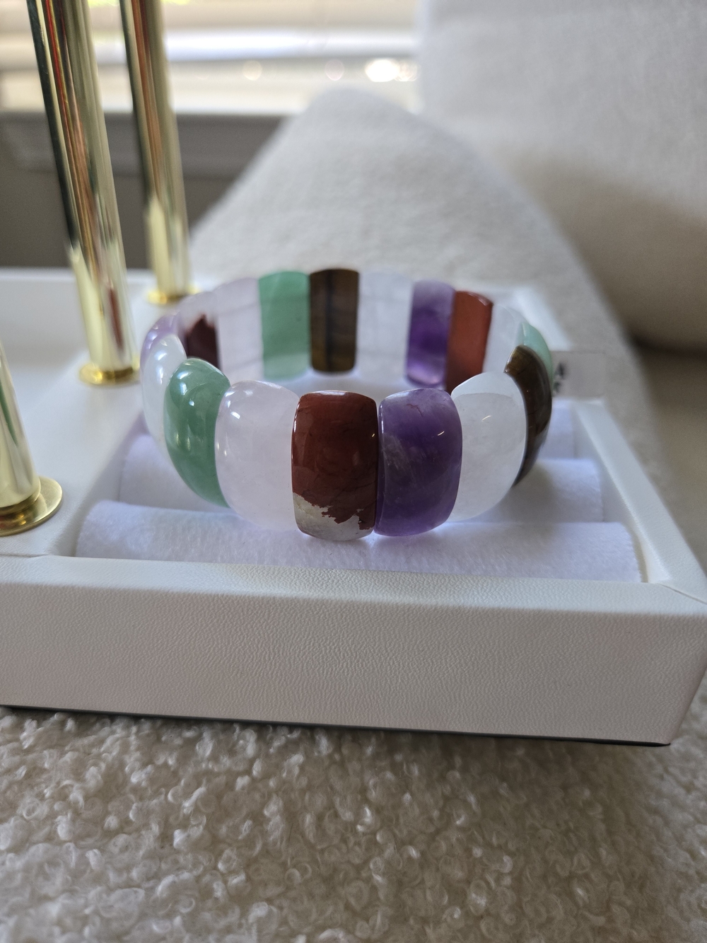 Multi-Color NAtural Gemstone Stretch Bracelet - Ladies